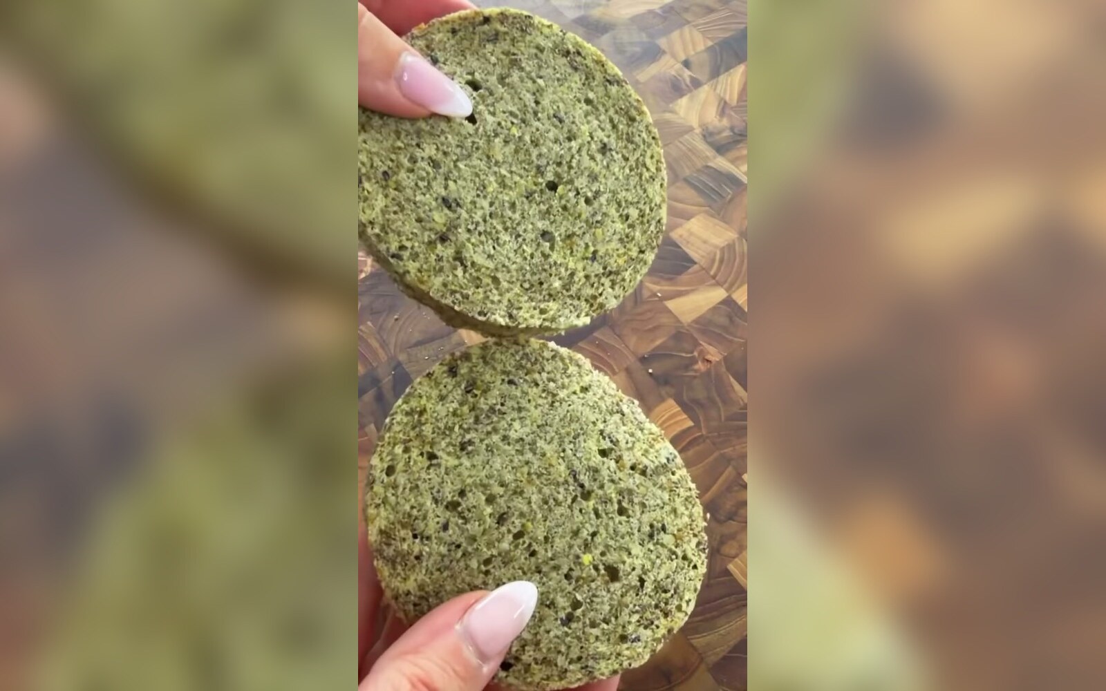 Sliced high-fiber flax and psyllium muffin on a wooden board